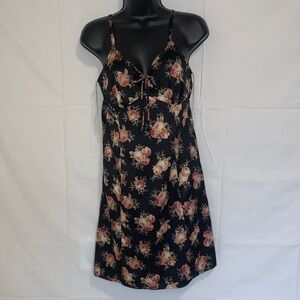 Wallflower Black Floral Slip Dress with Rose Print